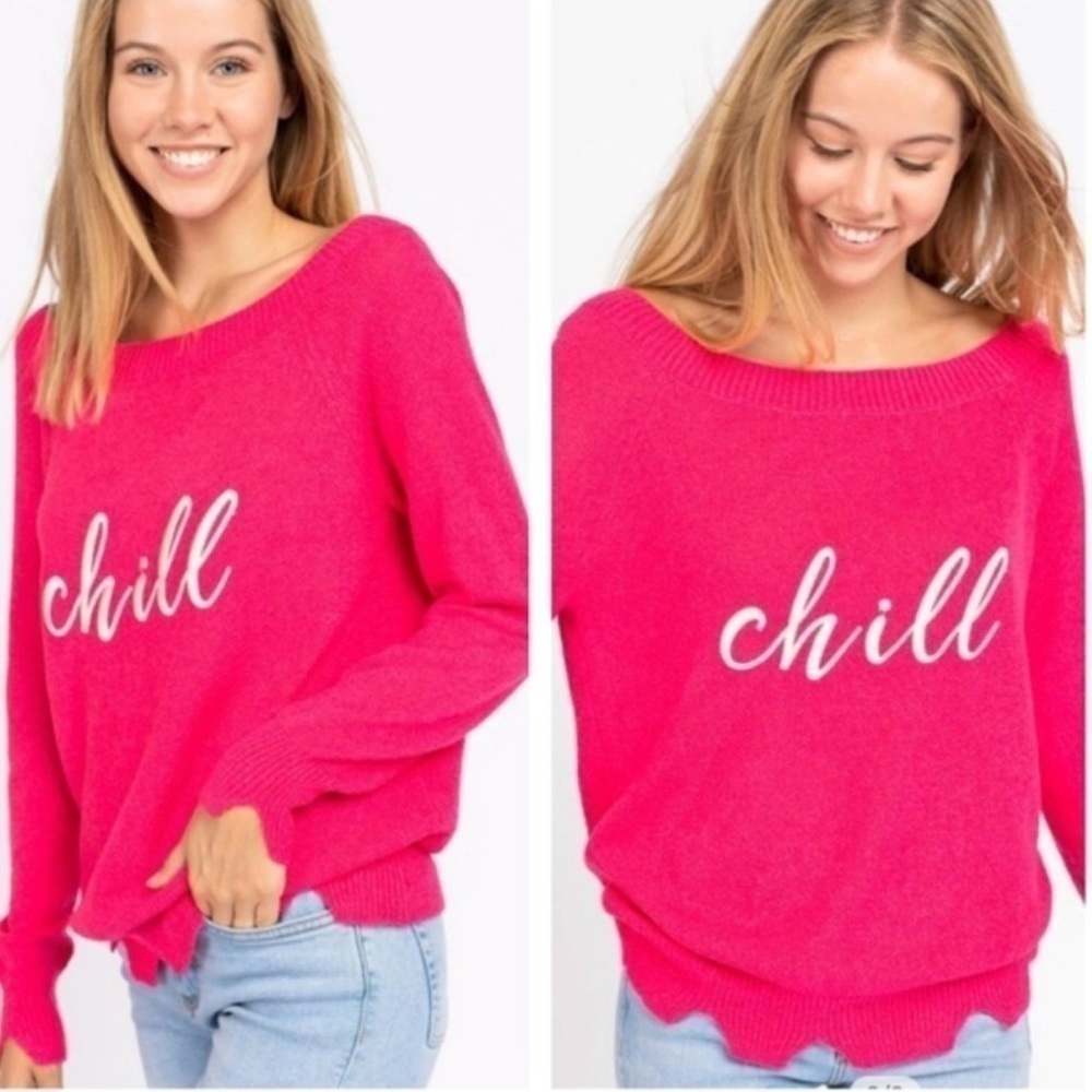 Le Lis Chill Hot Pink Sweater Large